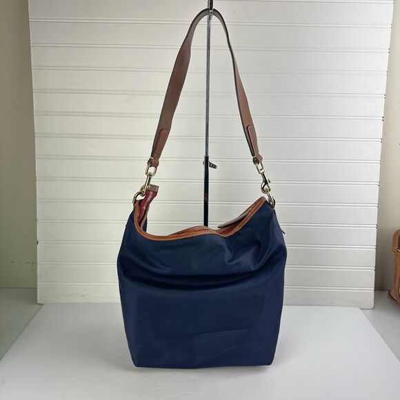 DOONEY & BOURKE Wayfarer Navy Blue Nylon Zip Hobo Leather Shoulder Bag Purse - Picture 2 of 16